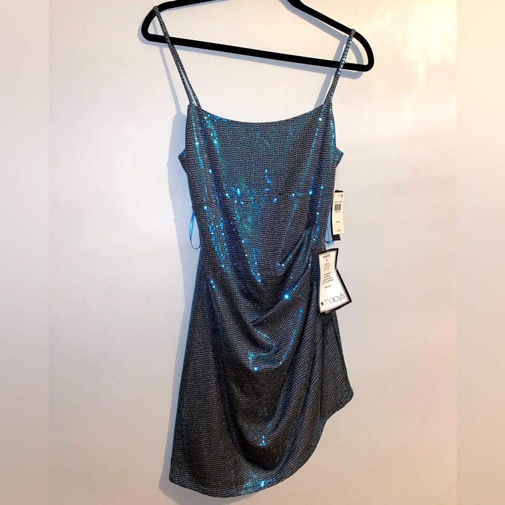 City Studio shiny blue mini dress size large